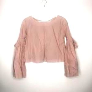 Free People Dusty Rose Cropped Peasant Top